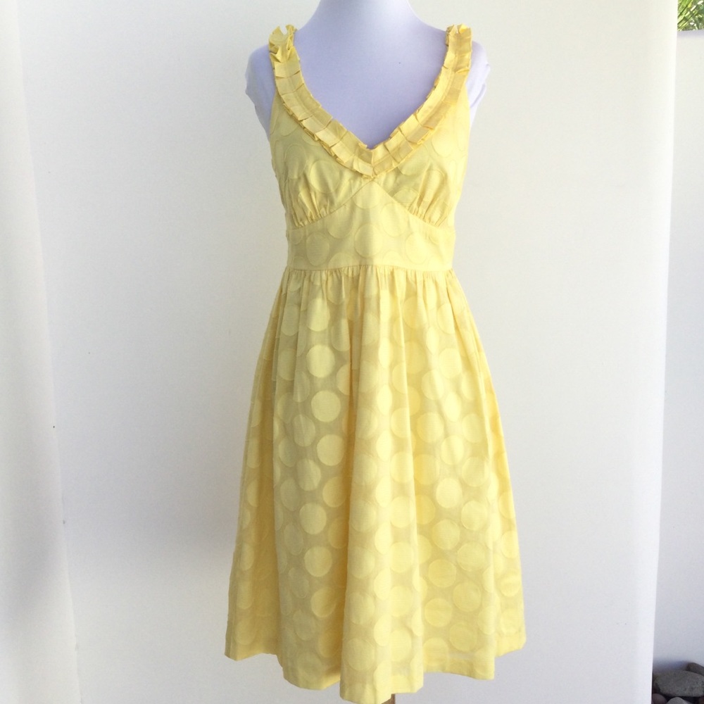 London Times Yellow Polka Dot Fit & Flare Dress